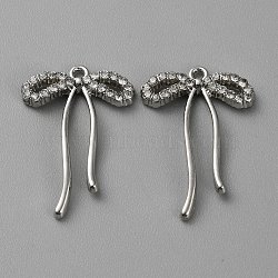 Alloy Micro Pave Cubic Zirconia Pendants, Bowknot, Platinum, 28.5x19.5x3mm, Hole: 1.5mm(FIND-WH20003-12P)