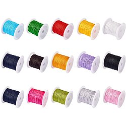 Nylon Thread, Chinese Knotting Cord Cord, DIY Braided Ball Jewelry Making Cord, Mixed Color, 0.8mm, about 10m/roll(10.93yards/roll), 15rolls/set(NWIR-PH0001-11)