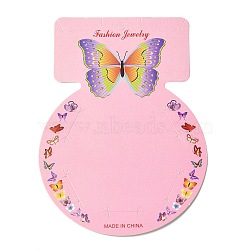 Round Paper Hair Clip Display Cards, Butterfly Print Jewelry Display Card for Hair Clip Storage, Pearl Pink, 13.7x10x0.05cm, Hole: 5mm(CDIS-C005-06)