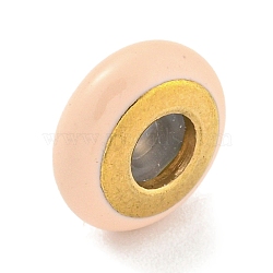 304 Stainless Steel Enamel European Beads, with Rubber inside, Large Hole Beads, Rondelle, Golden, 11.5x5mm, Hole: 4.5mm(STAS-U005-01B-G)