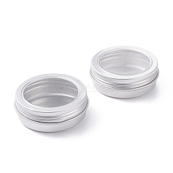 (Defective Closeout Sale Border damaged)Aluminum Screw Cream Jar, with Visual Window, Flat Round, Silver, 7.15x2.5cm, Capacity: 60ml(2.03fl. oz)(CON-XCP0001-70A)