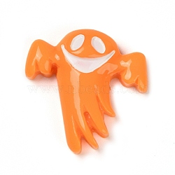 Ghost Halloween Opaque Resin Decoden Cabochons, Halloween Jewelry Craft, Dark Orange, 29x29x7.5mm(RESI-R446-01P)