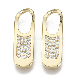 Brass Micro Pave Cubic Zirconia Pendants, Nickel Free, Rectangle, Clear, Real 18K Gold Plated, 23x7x2mm, Hole: 9x4.5mm(KK-N232-56-NF)