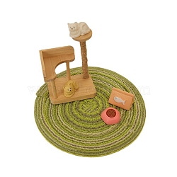 Cat & Carpet & Cat Climber & Cat Food & Cat Food Bowl Resin Mini Model, Micro Landscape Dollhouse Accessories, Pretending Prop Decorations, Mixed Color, 51x33x66mm(PW-WG0714E-01)