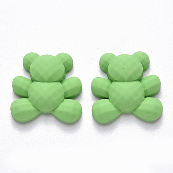 Opaque Resin Cabochons, Bear, Lime Green, 24x24x8mm