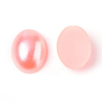 ABS Plastic Imitation Pearl Cabochons, Oval, Pink, 8x6x2mm, about 5000pcs/bag