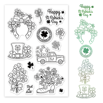 PVC Plastic Stamps, for DIY Scrapbooking, Photo Album Decorative, Cards Making, Stamp Sheets, Clover Pattern, 16x11x0.3cm