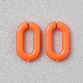 Opaque Acrylic Linking Rings, Quick Link Connector, Oval, for Cable Chain Making, Orange, 14.5x9x2.5mm, Inner Diameter: 9x4mm