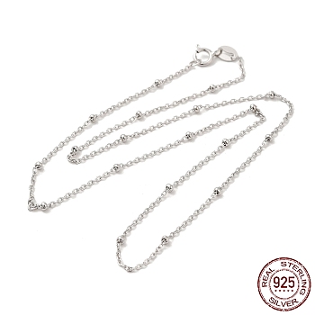 Rhodium Plated 925 Sterling Silver Satellite Chain Necklaces, with S925 Stamp, for Beadable Necklace Making, Real Platinum Plated, 17.72~18.11 inch(45~46cm)