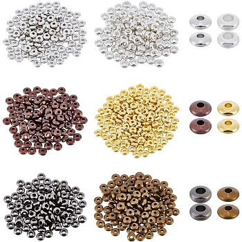 600Pcs 6 Colors Brass Spacer Beads, Cadmium Free & Lead Free, Rondelle, Mixed Color, 5x2mm, Hole: 1.5~2mm, 100pcs/color