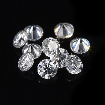 Pointed Back Glass Rhinestone Cabochons, Faceted, Diamond, Crystal, 2.4mm, about 19pcs/bag