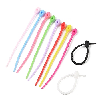 Oval Shape Silicone Cable Zip Ties, Cord Organizer Strap, for Wire Management, Mixed Color, 128x8x7mm