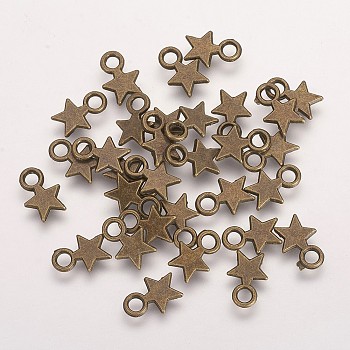 Tibetan Style Alloy Charms, Christmas Star, Cadmium Free & Nickel Free & Lead Free, Antique Bronze, 10x8x1mm, Hole: 2mm