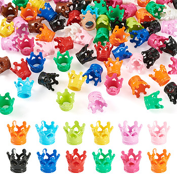 80Pcs Spray Painted Acrylic Beads, Large Hole Beads, Crown, Mixed Color, 15x12.5mm, Hole: 7mm
