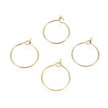 Ion Plating(IP) 316L Surgical Stainless Steel Hoop Earring Findings, Wine Glass Charms Findings, Golden, 21 Gauge, 16x0.7mm