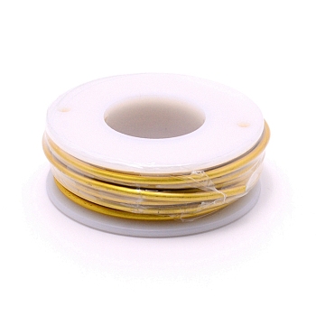 Matte Round Aluminum Wire, with Spool, Gold, 12 Gauge, 2mm, 5.8m/roll