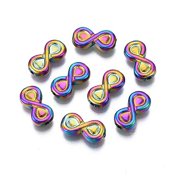 Rack Plating Rainbow Color Alloy Beads, Cadmium Free & Nickel Free & Lead Free, Infinity, 12.5x6.5x3mm, Hole: 0.9~1.2mm