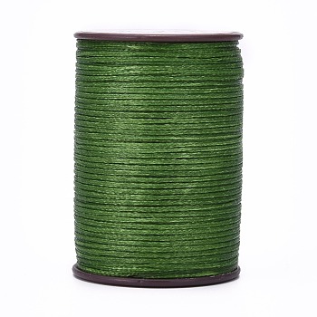 Flat Waxed Thread String, Micro Macrame Cord, for Leather Sewing Stitching, Dark Olive Green, 0.8mm, about 109.36 yards(100m)/roll