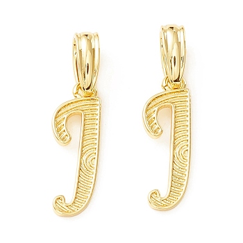 Rack Plating Eco-Friendly Brass Letter Pendants, Real 18K Gold Long-Lasting Plated, Cadmium Free & Lead Free, Letter.J, 18.5x6.5x1.4mm, Hole: 6.5x3.3mm