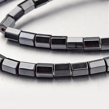 Non-magnetic Synthetic Hematite Bead Strands, Faceted, Column, Original Color, 6x4~5mm, Hole: 1mm, about 66pcs/strand, 15.7 inch