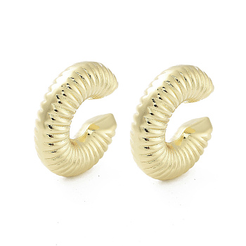 Brass Textured Ring Cuff Earrings, Long-Lasting Plated, Cadmium Free & Lead Free, Real 18K Gold Plated, 25x7.5mm
