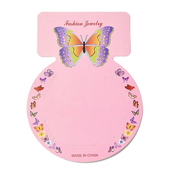 Round Paper Hair Clip Display Cards, Butterfly Print Jewelry Display Card for Hair Clip Storage, Pearl Pink, 13.7x10x0.05cm, Hole: 5mm