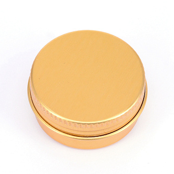 Aluminum Box, with Screw Top Lid, Round, Golden, 3.7x1.7cm, Inner diameter: 3cm