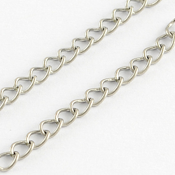 304 Stainless Steel Curb Chains, Soldered, with Spool, Stainless Steel Color, 4x3x0.6mm, about 328.08 Feet(100m)/roll