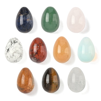 Natural & Synthetic Mixed Gemstone Egg Shape Display Decorations, Figurine Home Decoration, Reiki Energy Stone for Healing, 29~30x20~21mm
