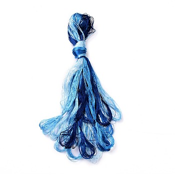 Real Silk Embroidery Threads, Friendship Bracelets String, 8 Colors, Gradient color, Marine Blue, 1mm, 20m/bundle, 8 bundles/set