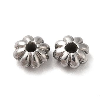 304 Stainless Steel Beads, Flower, Stainless Steel Color, 6x3mm, Hole: 1.5mm