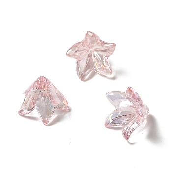 Transparent Acrylic Bead Caps, Lily Flower, Pink, 16x12mm, Hole: 1.2mm, 825pcs/500g