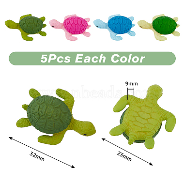 20Pcs 4 Style Sea Tortoise PVC & Resin Home Ornaments(DJEW-FH0001-22)-2