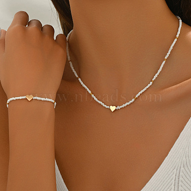Glass & CCB Plastic Beaded Necklaces & Bracelets Sets(FS-WGA4156-03)-1