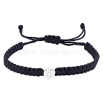 1Pc Adjustable Nylon Cord Braided Bracelets for Women Men, with Silver 304 Stainless Steel Heart with Letter Jewelry, Lead Free & Nickel Free & Cadmium Free, Letter C, Inner Diameter: 17-3/4~18 inch(45~45.8cm)(BJEW-LP0001-34C-P)