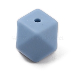 Food Grade Eco-Friendly Silicone Beads, Hexagon, Marine Blue, 17x17x17mm, Hole: 2.5mm(SIL-TAC0001-09A)