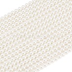 Eco-Friendly Dyed Glass Pearl Round Beads Strands, Grade A, Cotton Cord Threaded, White, 6mm, Hole: 0.7~1.1mm, about 72pcs/strand, 15 inch(HY-A002-6mm-RB001)