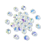 30Pcs Electroplated Glass Charms, Silver Plated Bottom, Faceted, Snowflake, Clear AB, 14x12.5x7mm, Hole: 1.4mm(EGLA-YW0005-23A)