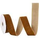 1 Roll Sparkle Single Face Velvet Ribbon, Polyester Ribbon with Metallic Cord, for Garment Accessories, Light Khaki, 1-5/8 inch(40mm), about 9.84 Yards(9m)/Set(OCOR-CY0002-21C)