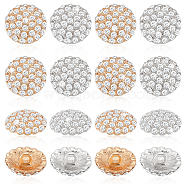 16Pcs 2 Colors 1-Hole Alloy Rhinestone Shank Buttons, Flat Round, Mixed Color, 15.5x8mm, Hole: 2mm, 8pcs/color(BUTT-GA0001-17)