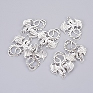 Tibetan Style Alloy Pendants, Dragon, Cadmium Free & Lead Free, Antique Silver, 34.5x27.5x2mm, Hole: 2.5mm(X-TIBE-Q050-64AS-LF)