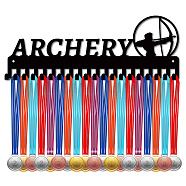 Iron Medal Holder Frame, Medals Display Hanger Rack, 20 Hooks, with Screws, Arrows Pattern, 145x400mm, Hole: 5mm(ODIS-WH0028-046)