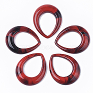 Acrylic Pendants, Imitation Gemstone Style, Teardrop, Red, 53x43.5x8mm, Hole: 26x36mm, about 73pcs/500g(OACR-N130-019D)
