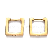 304 Stainless Steel Square Huggie Hoop Earrings, Golden, 12x12x3mm, Pin: 1mm(STAS-J033-09A-G)