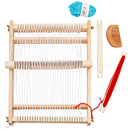 Wooden Multi-Craft Weaving Loom, with Spools, Comb, Shuttles and Random Color Thread, DIY Hand-Knitting Weaving Machine, Intellectual Toys for Kids, Moccasin, Loom: 39.5x27x3cm(DIY-WH0304-792)