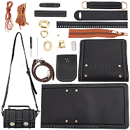 DIY PU Leather Shoulder Bag Kits, Including Fabric, Adjustable Bag Handle, Zinc Alloy Twist Lock Clasps, Screwdriver, Thread, Needle, Zipper, Black, 20~2025x12~76x0.2~33mm(DIY-WH0387-17A)