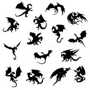 PVC Wall Stickers, for Home Living Room Bedroom Decoration, Black, Dinosaur Pattern, 600x350mm(DIY-WH0377-158)