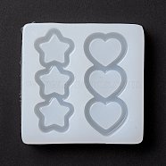 Triple Star & Triple Heart Silicone Molds, Shaker Molds, Quicksand Molds, Resin Casting Molds,for UV Resin & Epoxy Resin Jewelry Craft Making, White, 76x77.5x15mm, Inner Diameter: 27x66mm and 29x67mm(DIY-Z023-01)