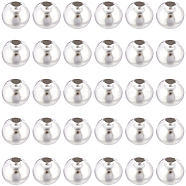 Brass Spacer Beads, Long-Lasting Plated, Round, 925 Sterling Silver Plated, 6x5.5mm, Hole: 2mm, about 100pcs(KK-BBC0012-18D)