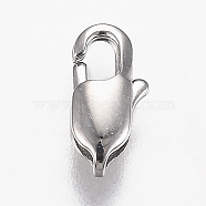 316 Surgical Stainless Steel Lobster Claw Clasps, Manual Polishing, Stainless Steel Color, 9x4.5x3mm, Hole: 1.3mm(X-STAS-Z013-01C)
